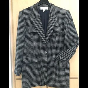 Wool Houndstooth Blazer- 14-Jones New York-pockets